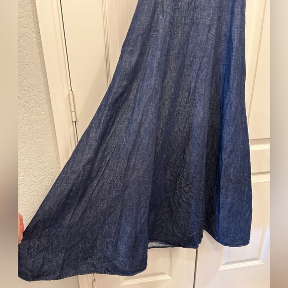 Ann Mashburn Flutter Sleeve Maxi Dress in Dark Chambray Linen, Size XS - Picture 5 of 15